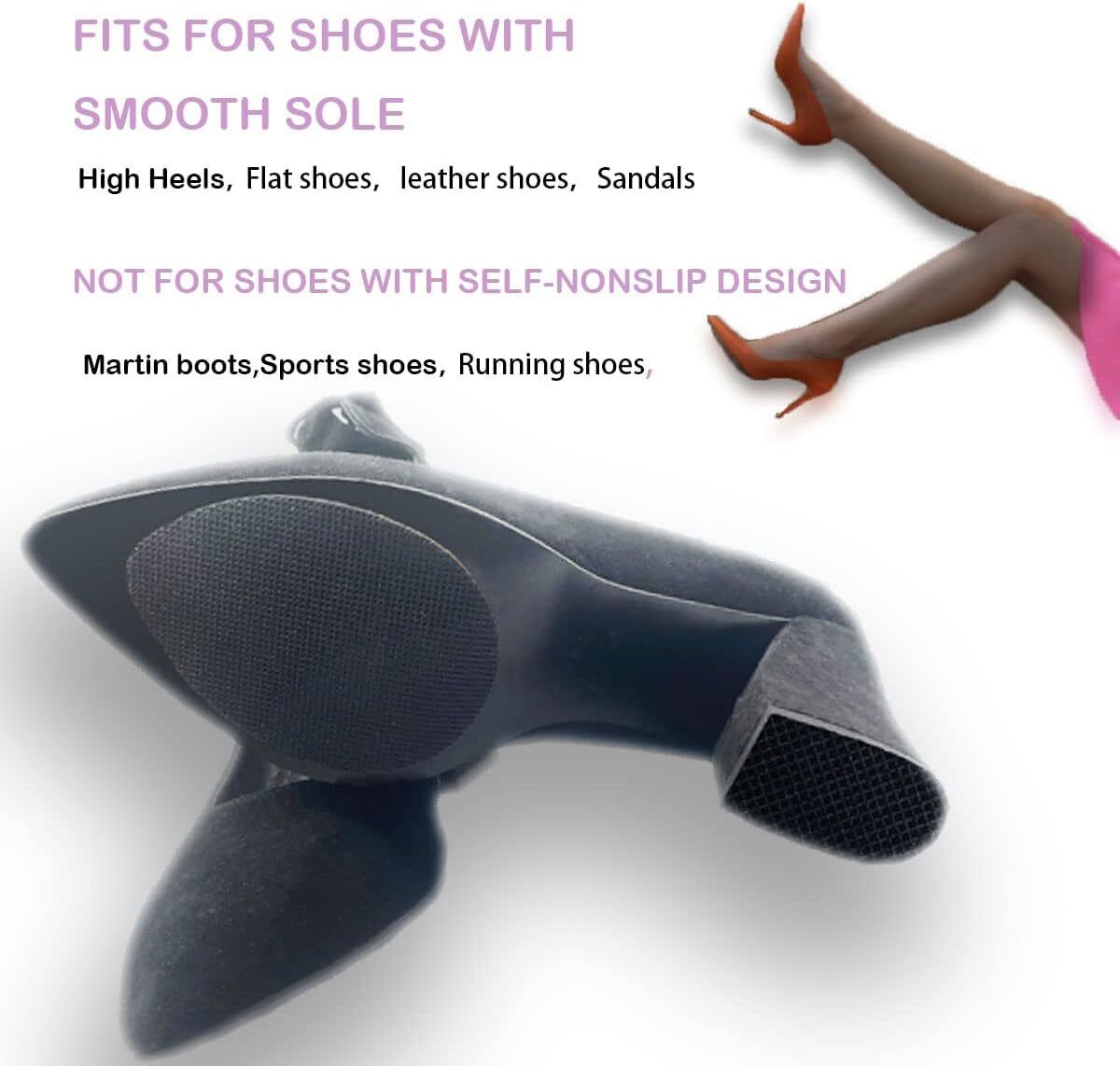 new Non-Slip Shoes Pads Sole Protectors Adhesive, High Heels Black 4pairs 07FC0E-D4 - KOEEK