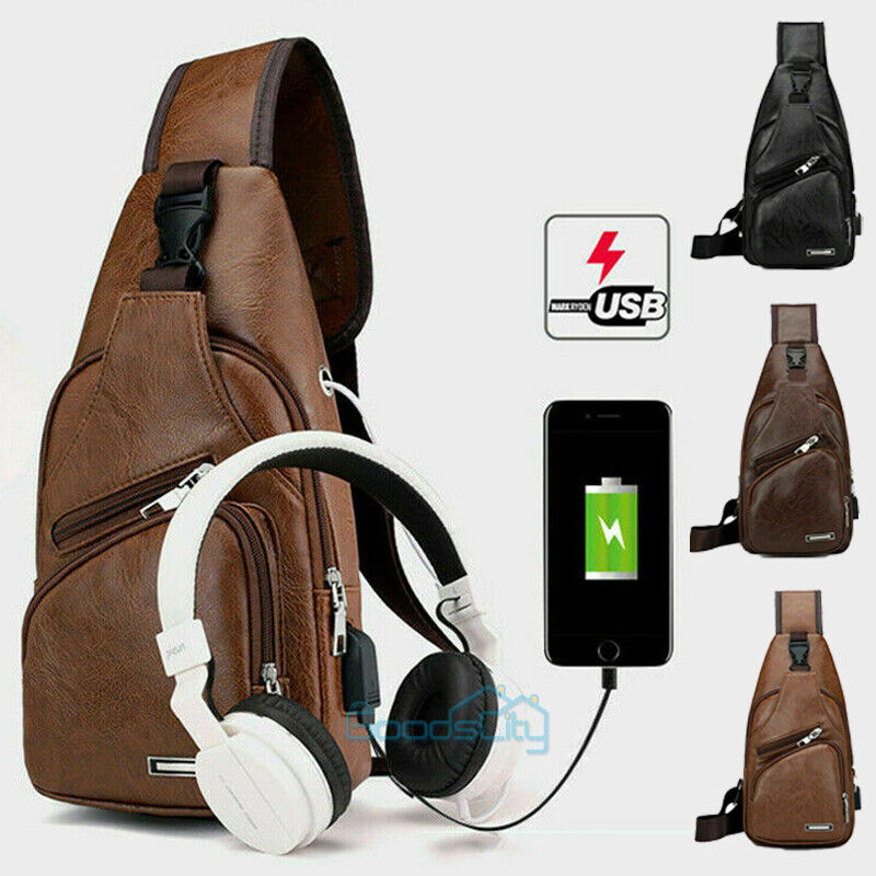 ny Mochila De Cuero Casual Para Hombres Bolso Bandolera Impermeable Bolsa Hombro