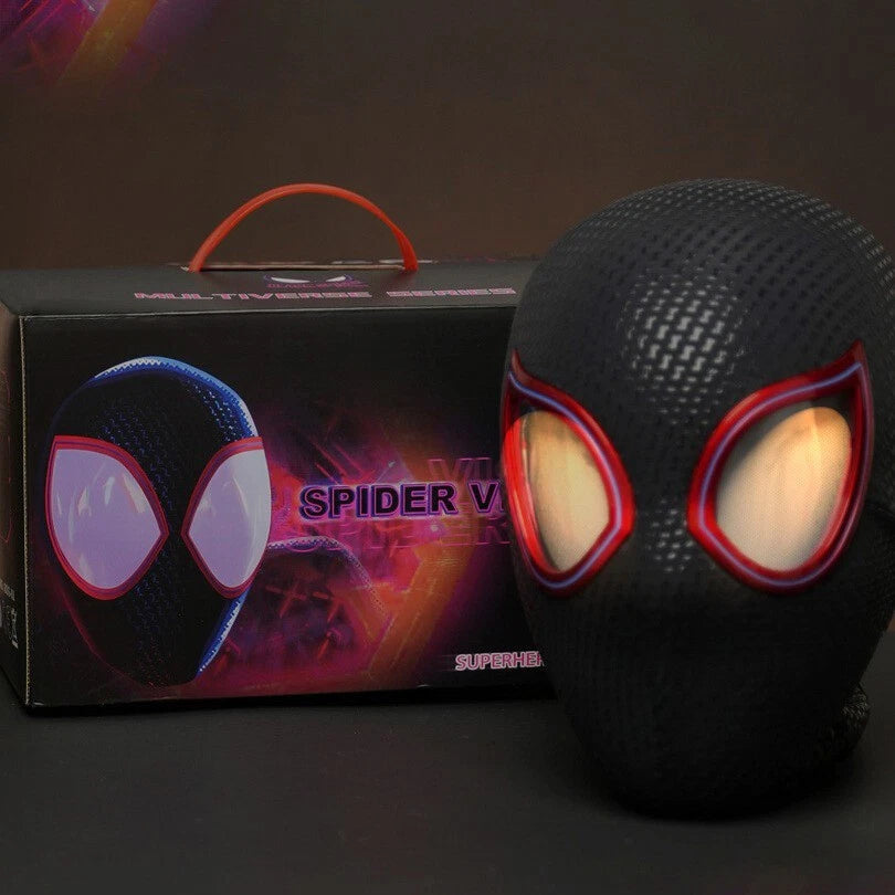 In US! Miles Morales Spider Man Mask Movable Eyes Remote Ring Control Cos Gift 07FC0E-D4 - KOEEK