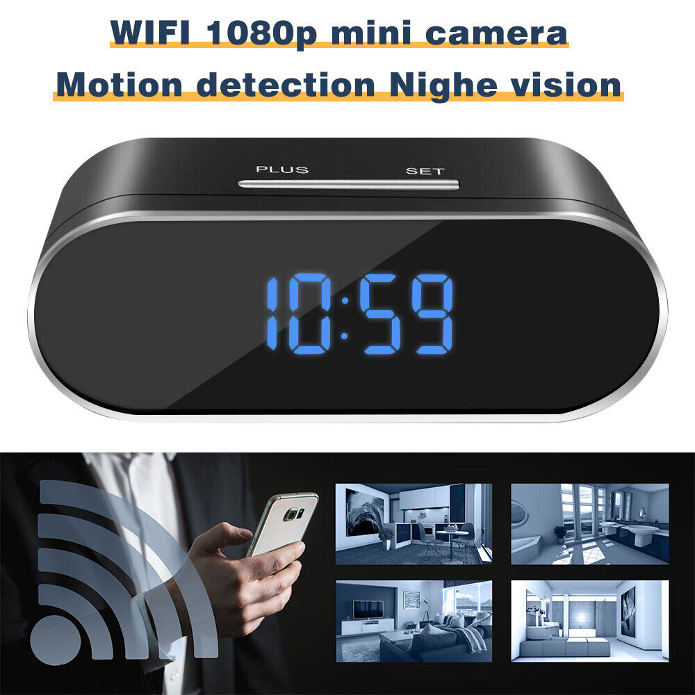 ny HD 1080P Spy Kamera WiFi Skjult trådløs Night Vision Sikkerhed Nanny Cam Alarm