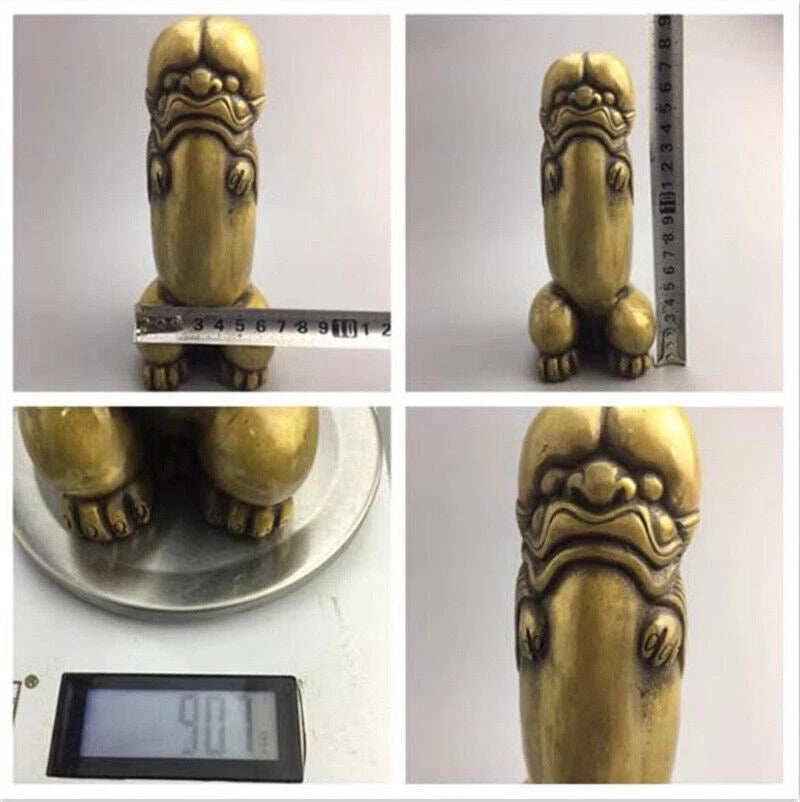 Chinese Tibet Brass Carved Lion Statues Action Figure Collection Decoration 07FC0E-D4 - KOEEK