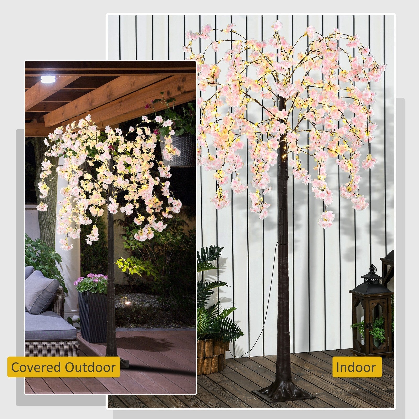 HOMCOM 180cm Cherry Blossom Tree Light with 350 LED Lights Fake Sakura Tree HOMCOM - KOEEK