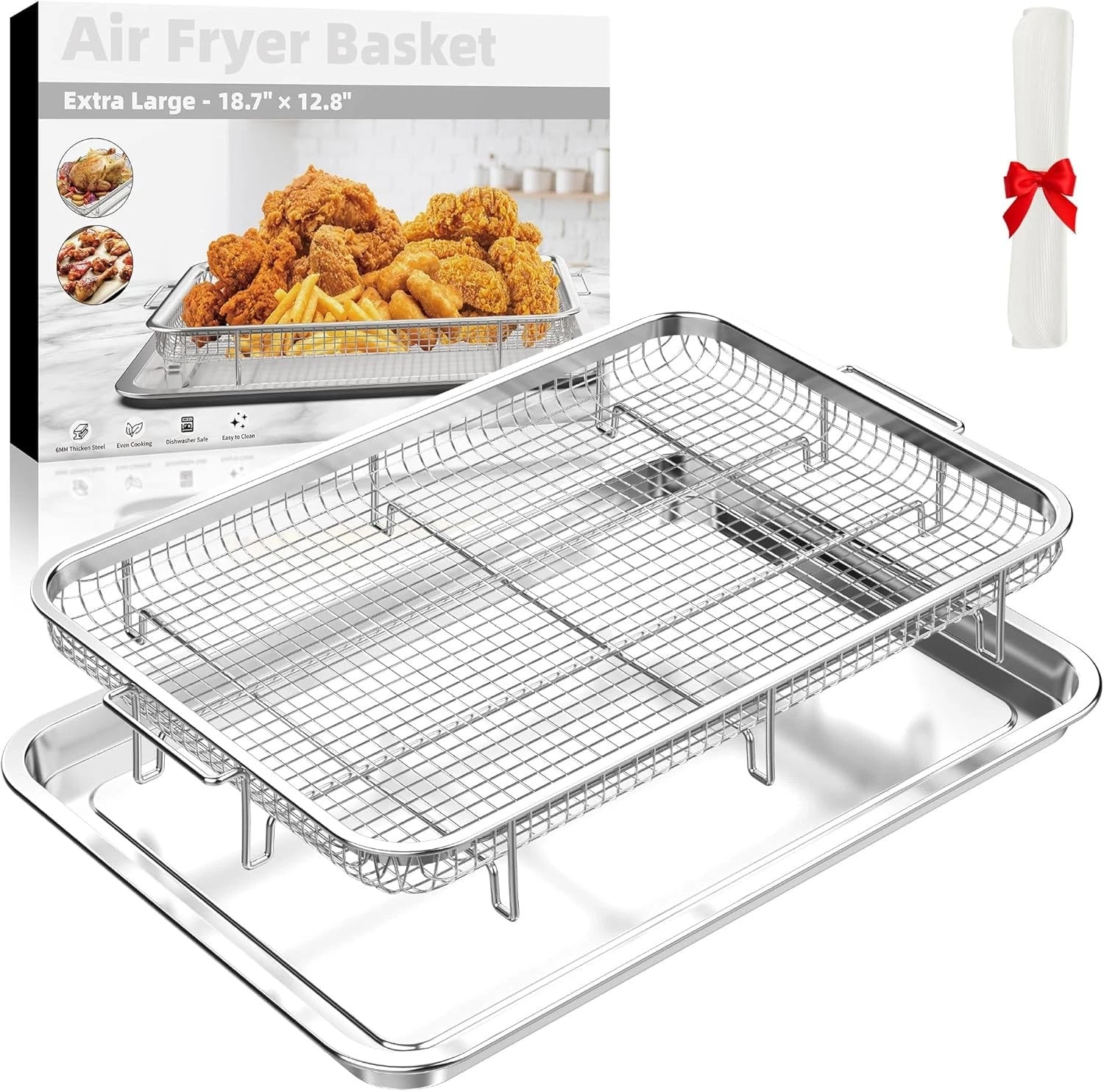 18.6×12.8oven-safe air fryer basketcomes with 30 sheets of baking paper 07FC0E-D4 - KOEEK