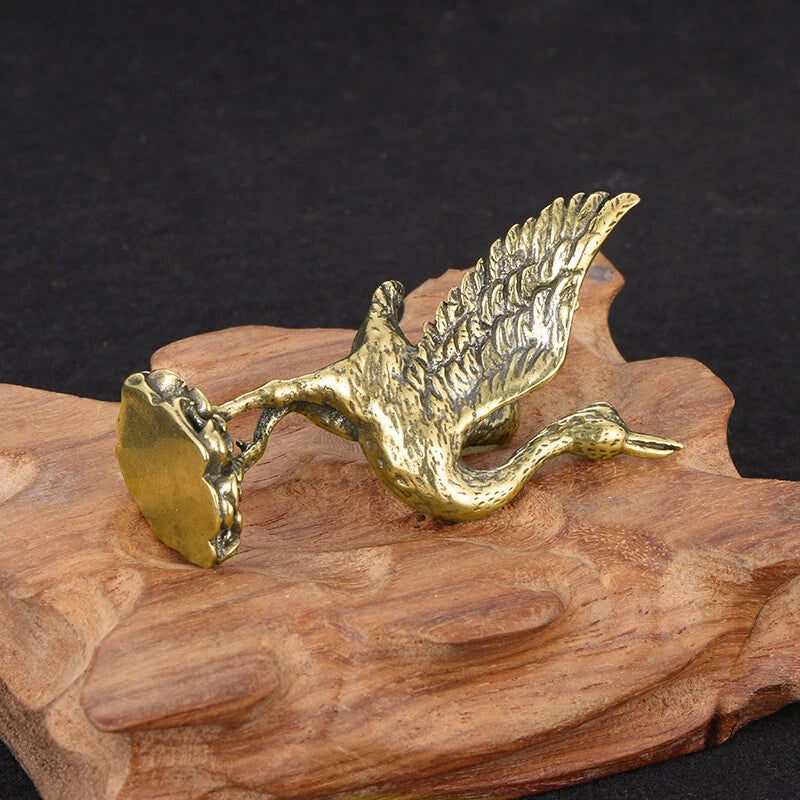 Solid Brass Crane Figurine Small Statue Home Ornament Figurines Animal Gifts Toy 07FC0E-D4 - KOEEK