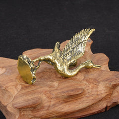 Solid Brass Crane Figurine Small Statue Home Ornament Figurines Animal Gifts Toy 07FC0E-D4 - KOEEK