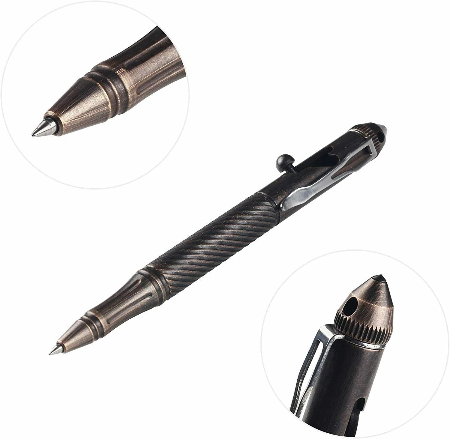 Outdoor EDC Practical Retro Brass Pocket Ball Pen Signature Tactical Office Pen 07FC0E-D4 - KOEEK