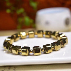 Brass Cube 8mm Bracelet Women’s Fashion Hand Bead Jewelry 07FC0E-D4 - KOEEK