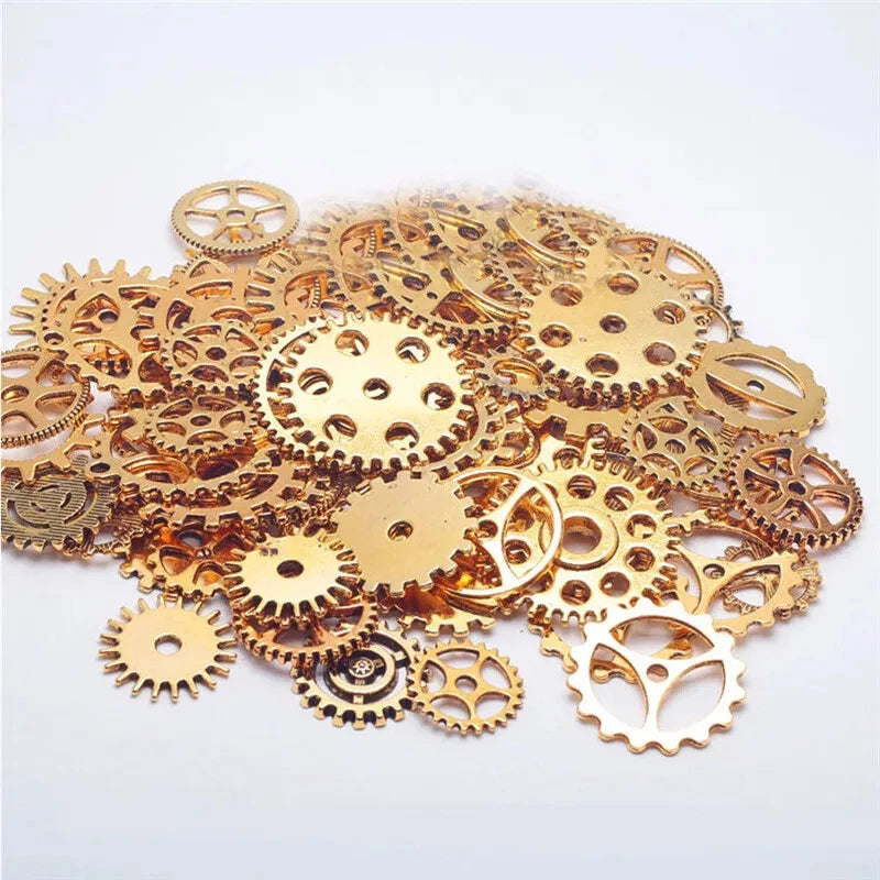 100g Clock Gears Clock Parts Gold Metal Gears Steampunk Gears Assorted Gears 07FC0E-D4 - KOEEK