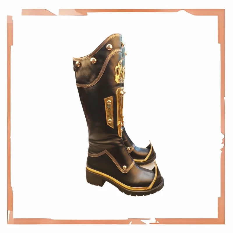 Game Identity Ⅴ Black Crow Zipper Long Boot Thick Soled Cosplay Costume Shoes 07FC0E-D4 - KOEEK