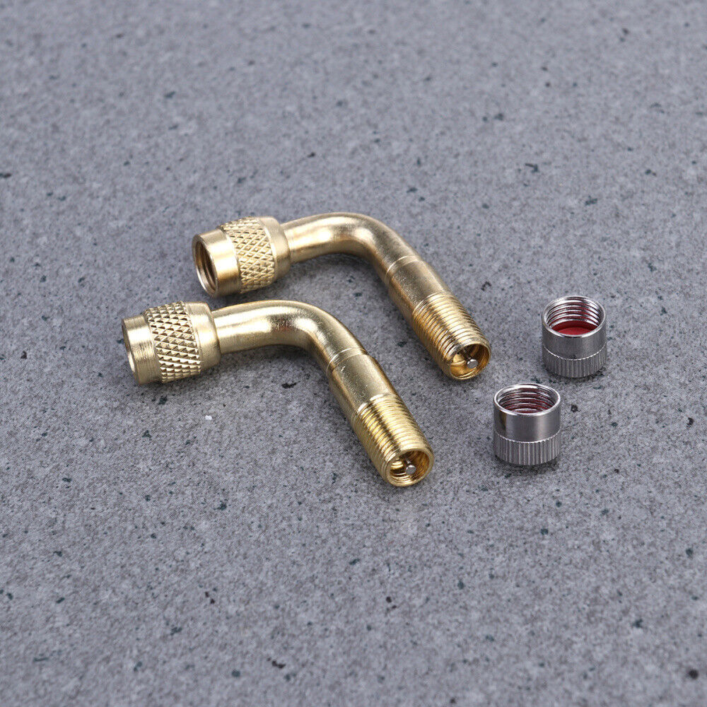 new 2pcs/set 90 Degree Air Brass Stem Extension Adapter Car Truck Motorcycle Scooter koeek - KOEEK