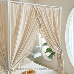 Princess Canopy Bed Curtains with Top Ties - Windproof & Lightproof for Girls' 07FC0E-D4 - KOEEK