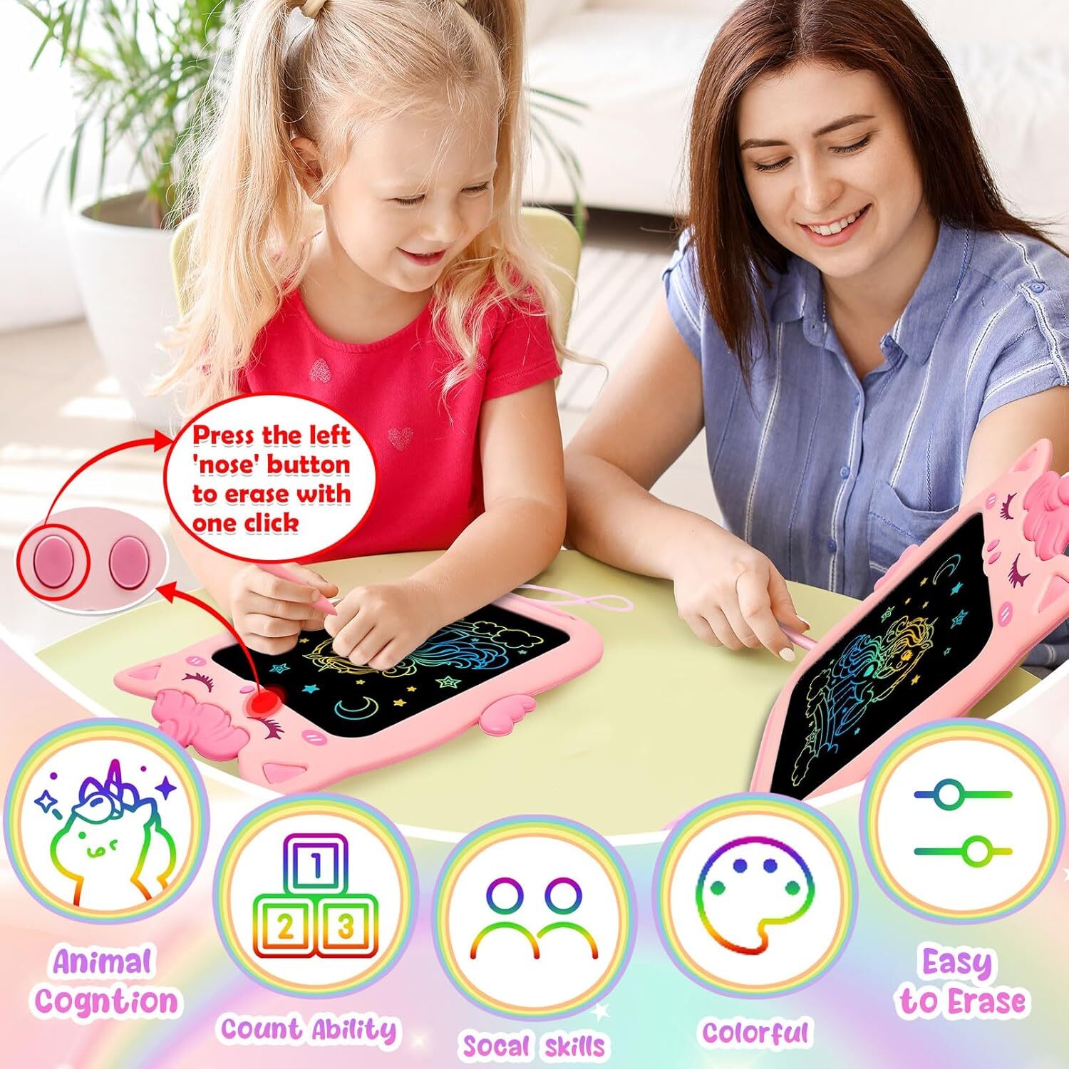 new Toys for 1 2 3 Year Old Girl Gifts,10IN LCD Writing Tablet Pink 07FC0E-D4 - KOEEK