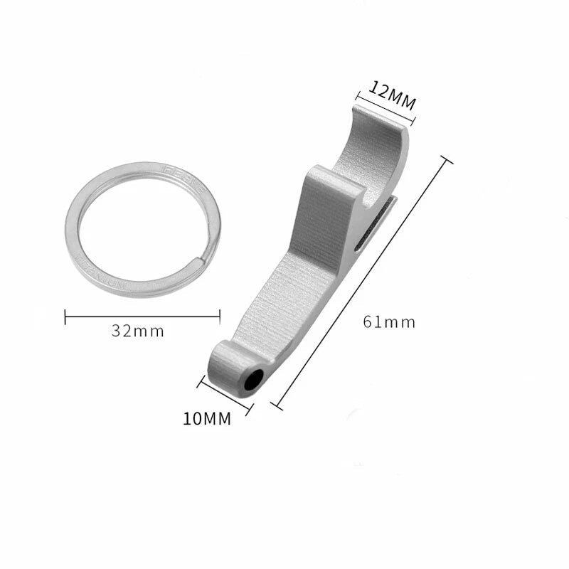 CNC EDC Titanium Alloy Bottle Opener Key Chain Pendant Tool with 32mm Key Ring 07FC0E-D4 - KOEEK