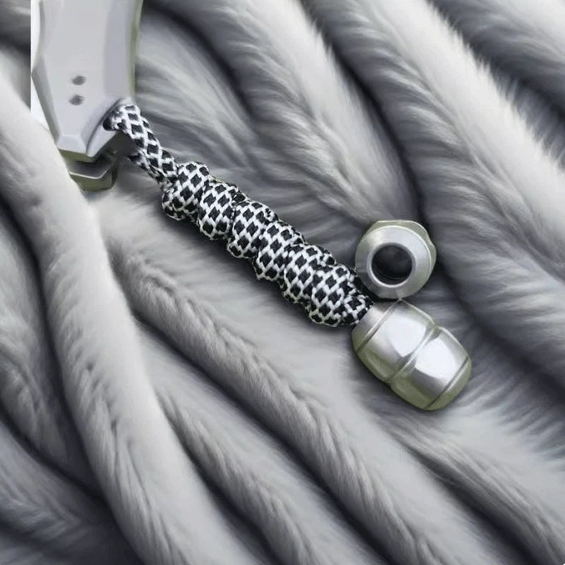 TitaniumAlloy Removable Knife Lanyard Bead Parachute Pendant EDC DIY Keychain 07FC0E-D4 - KOEEK