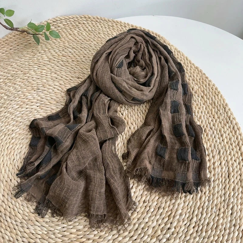 Mens Viscose Blend Soft Scarf Casual Preppy Geometric Shawl Unisex Neckerchief 07FC0E-D4 - KOEEK