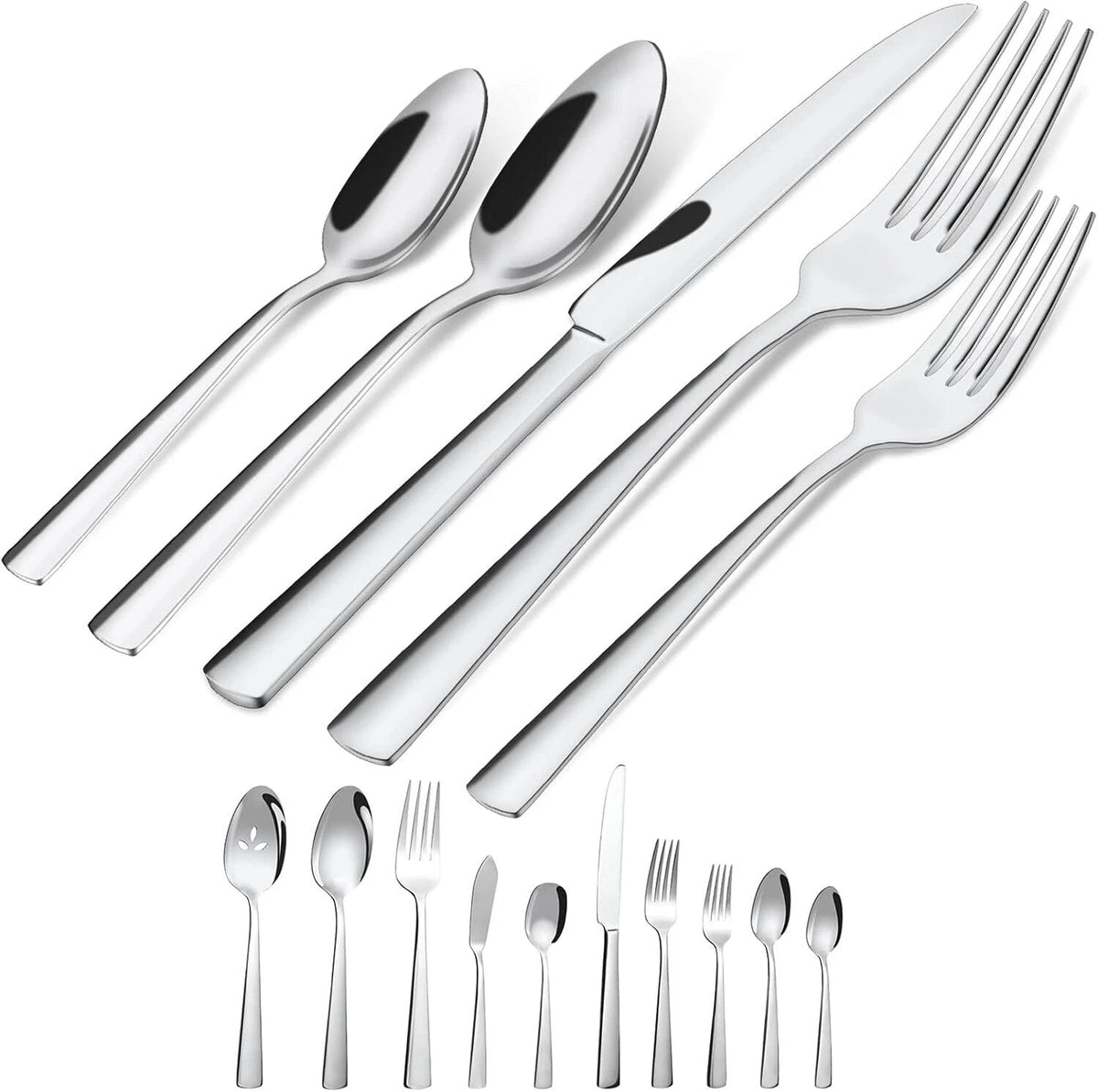 45-piece silverware set (serves 8), rust-resistant, dishwasher safe 07FC0E-D4 - KOEEK