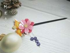 Kamisama Kiss Momozono Nanami Purple Kanzashi Hairpin Hair accessories Handmade 07FC0E-D4 - KOEEK
