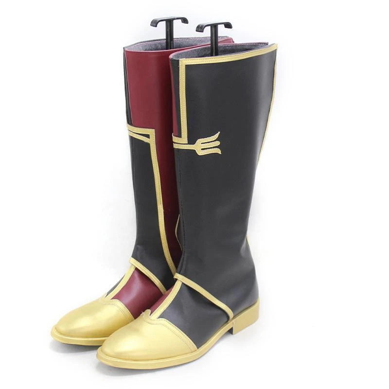 Cosplay LOL Arcane Silco Shoes Female Or Male Wine Red And Black Leather Boot 07FC0E-D4 - KOEEK