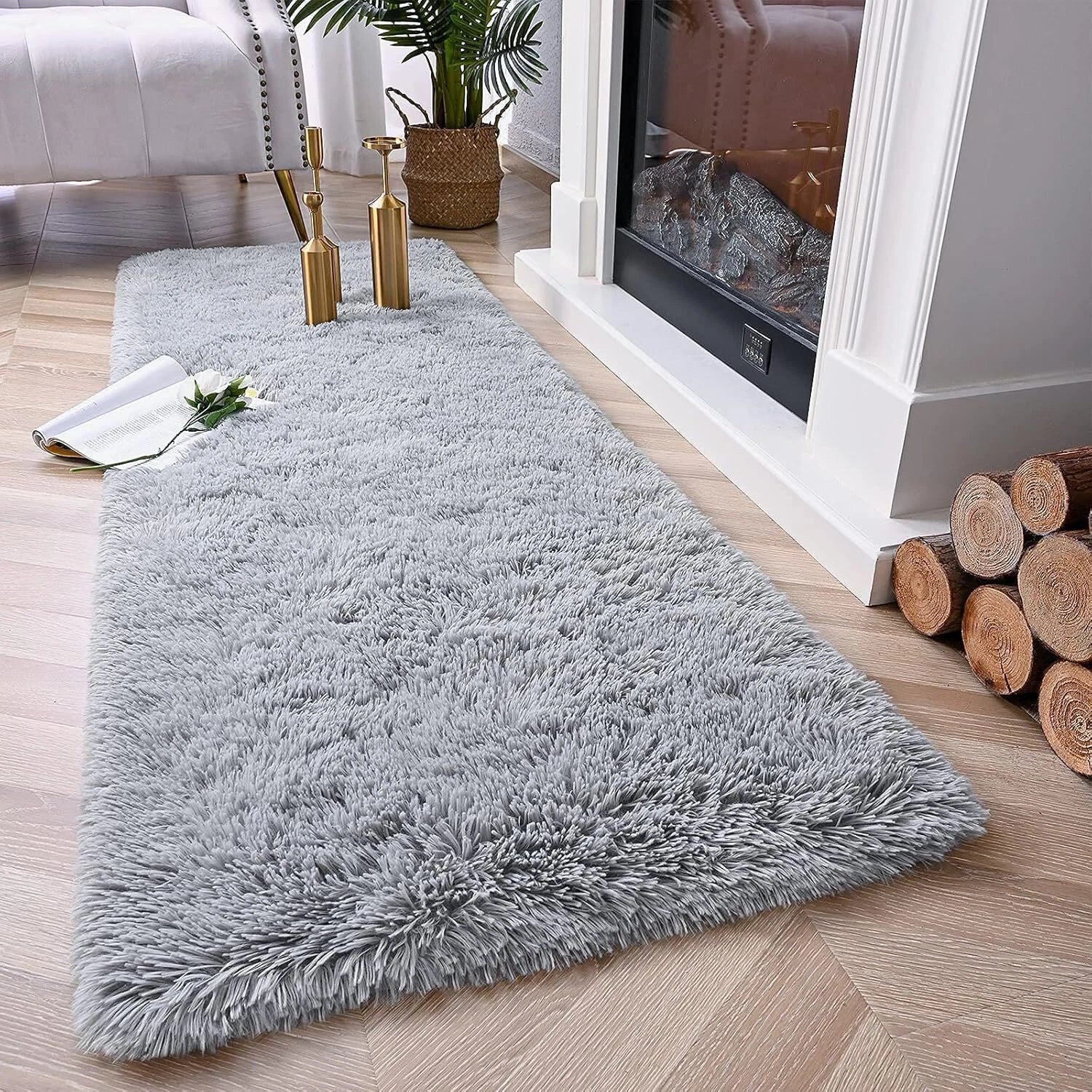 Soft Runner Rugs for Bedroom Living Room Plush Fluffy Rug 2x6 Feet, Shag Furry 07FC0E-D4 - KOEEK
