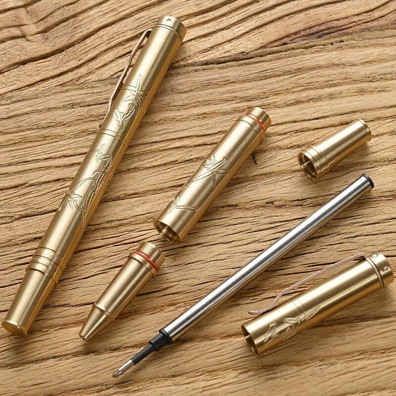 Solid Brass Ball Pen Signature Pen Perfect for Outdoor Pocket Office Stationery 07FC0E-D4 - KOEEK