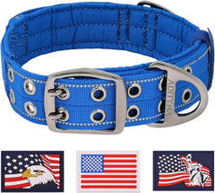 Heavy Duty Dog Collar for Large Dogs - Reflective Royal Blue 07FC0E-D4 - KOEEK