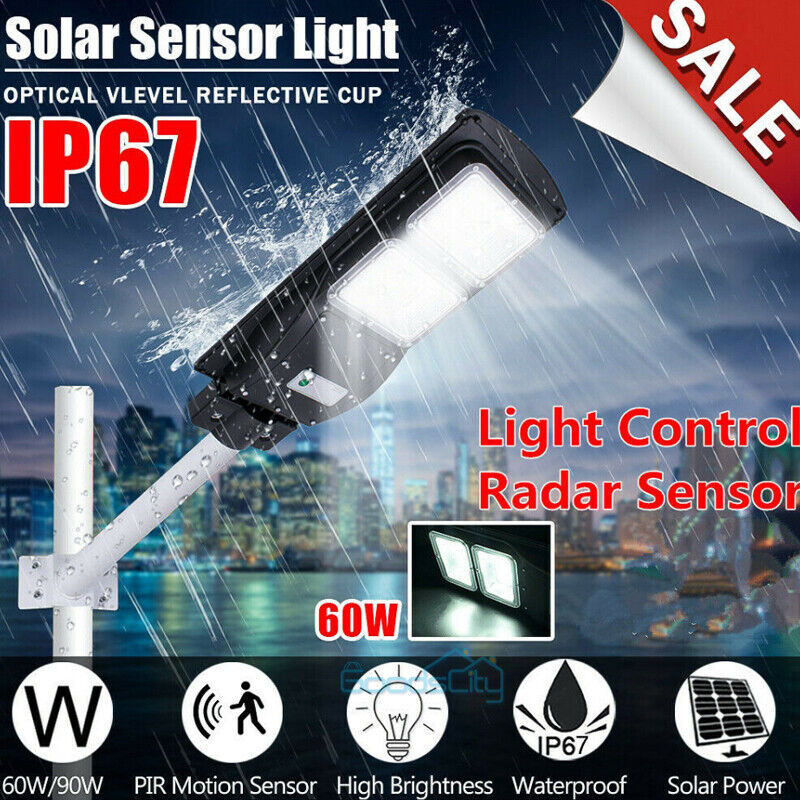 ny 75000000LM Kommerciel Solar Street Floodlight Udendørs Dusk To Dawn Timing Lampe