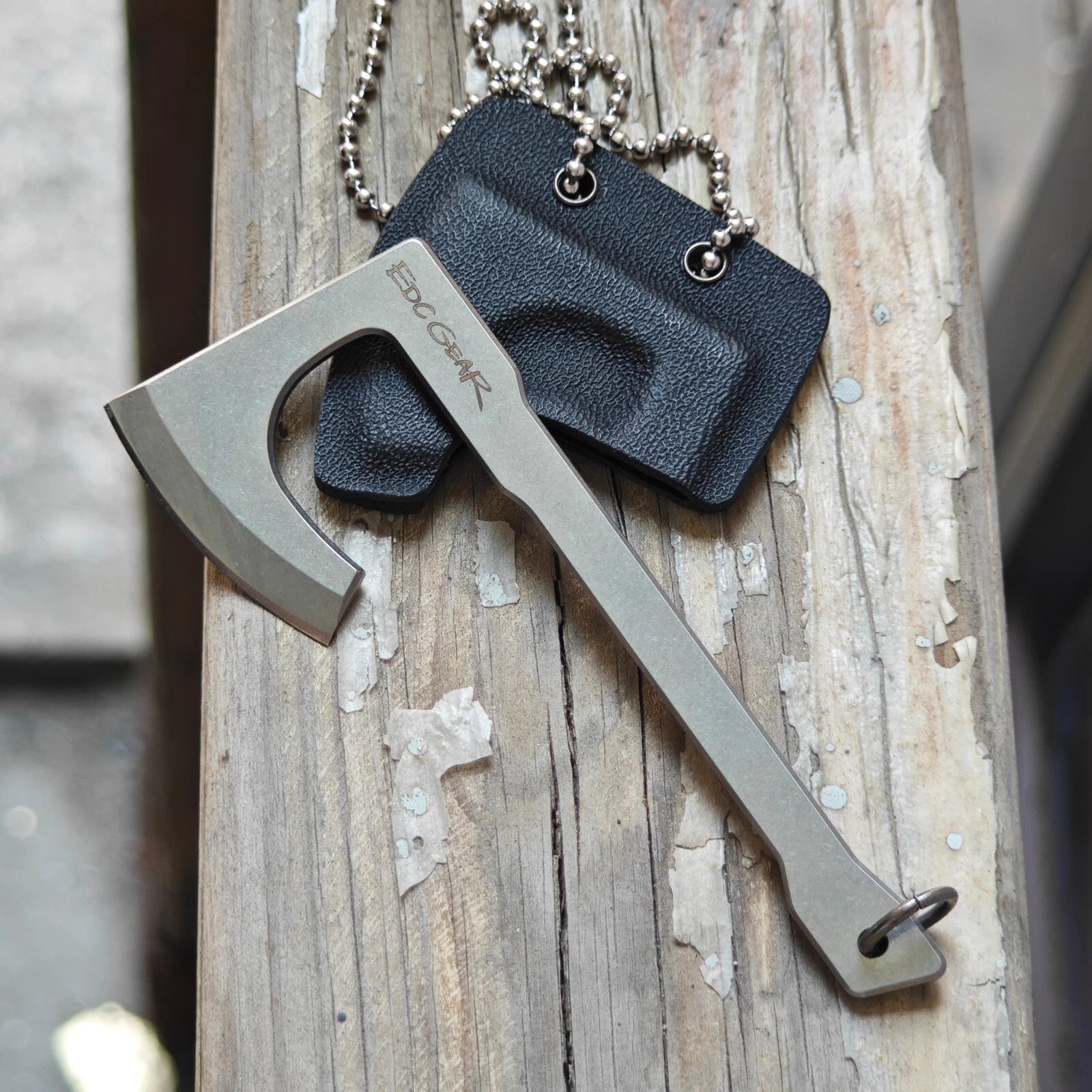 Mini Axe Hatchet Pocket Knife Camping Outdoor Hunting Tool Keychain EDC w Sheath 07FC0E-D4 - KOEEK