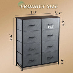 Fabric dresser for bedroom, high dresser with 8 drawers 07FC0E-D4 - KOEEK