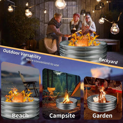 (36 inch round galvanized fire pit ring/fire ring - collapsible, silver) 07FC0E-D4 - KOEEK
