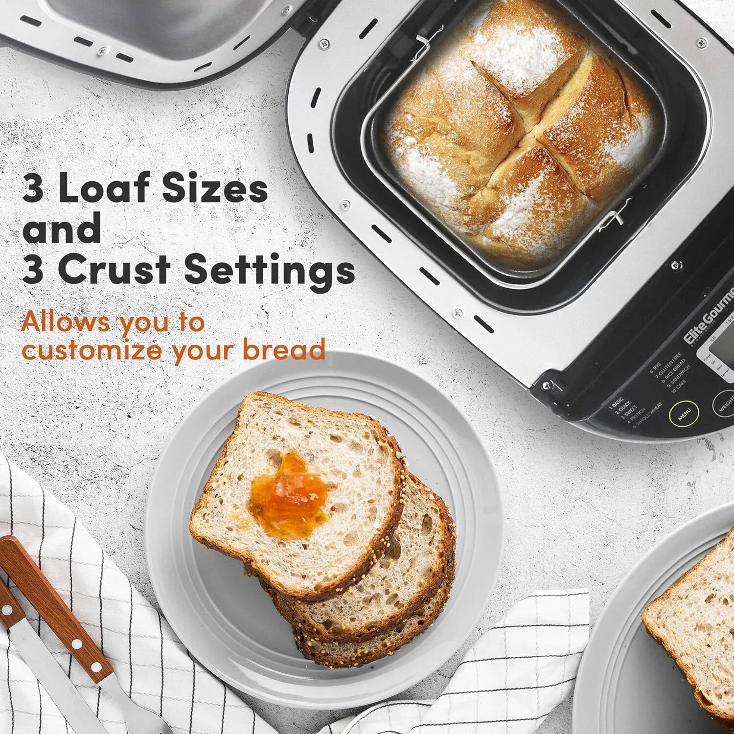 Programmable Toaster 3 Bread Sizes, 19 Menu Functions, 2 lbs, Black 07FC0E-D4 - KOEEK