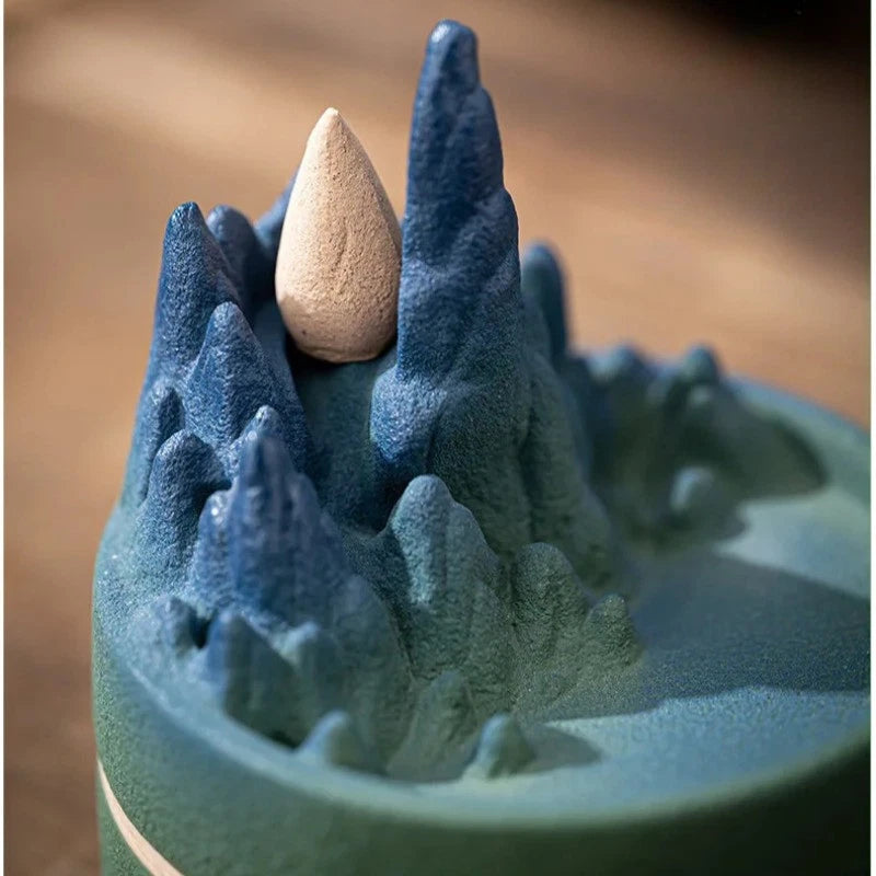 10.5cm Ceramic Handamde Qianli Jiangshan Incense Burner Zen Home Censer Ornament 07FC0E-D4 - KOEEK