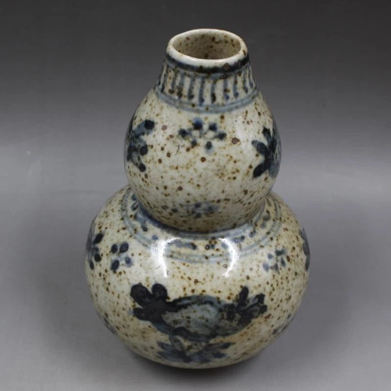 Blue and White Folded Branches Flowers Fruits Gourd Vase Hand-Painted Porcelain 07FC0E-D4 - KOEEK
