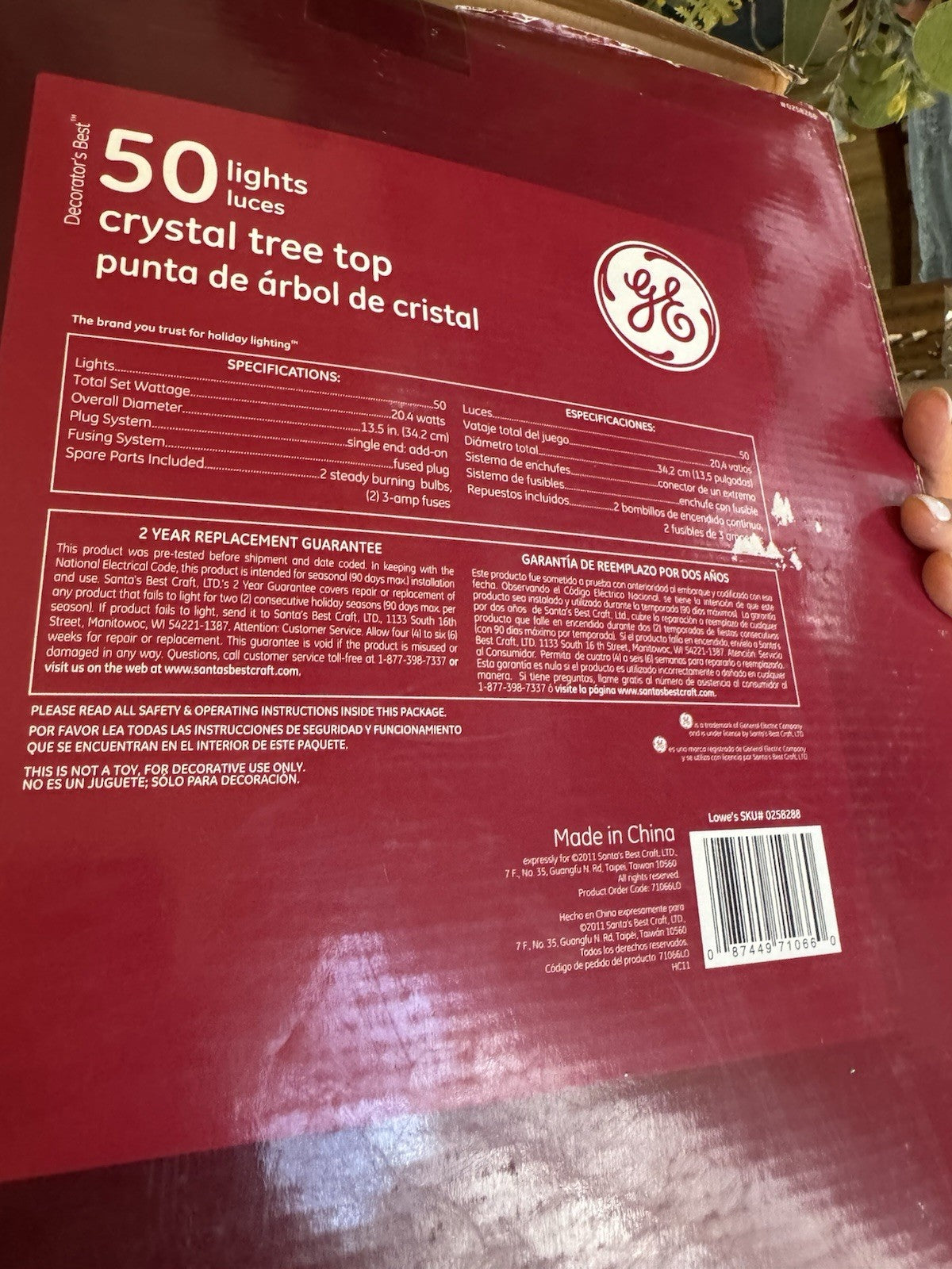 GE 50 Light Large Crystal Style Star Snowflake Christmas Tree Topper Big 14" wBX GE - KOEEK