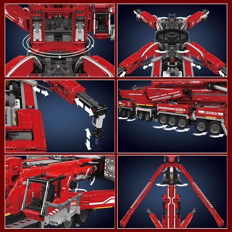 new Mould King 17008 Red Crane Truck Liebherr LTM 11200 Building Block RC Toy STEM MOULD KING - KOEEK