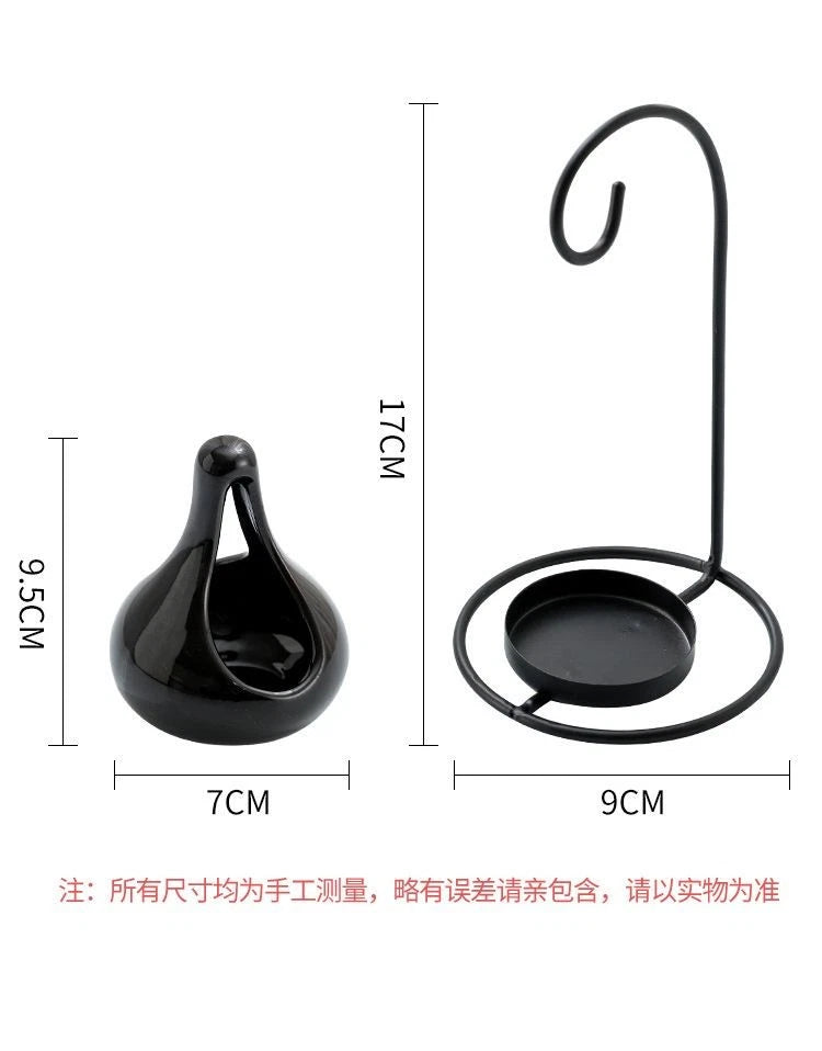 Black Hanging Aromatherapy Burner Candle Wax Warmer Lamp Home Indoor Decor 07FC0E-D4 - KOEEK