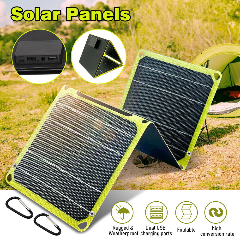 ny 50W Solcellepanel ETFE Folding Power Bank USB Lader Utendørs Camping Fottur Telefon