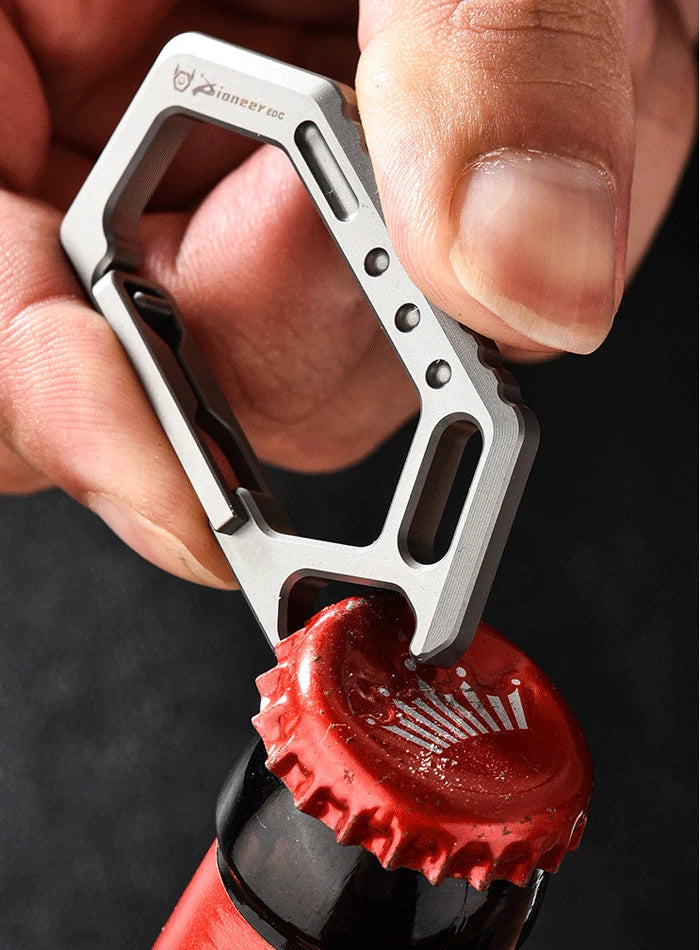 EDC Titanium Keychain Carabiner Car Keys Holder Organizer w/ Bottle Opener Tool 07FC0E-D4 - KOEEK