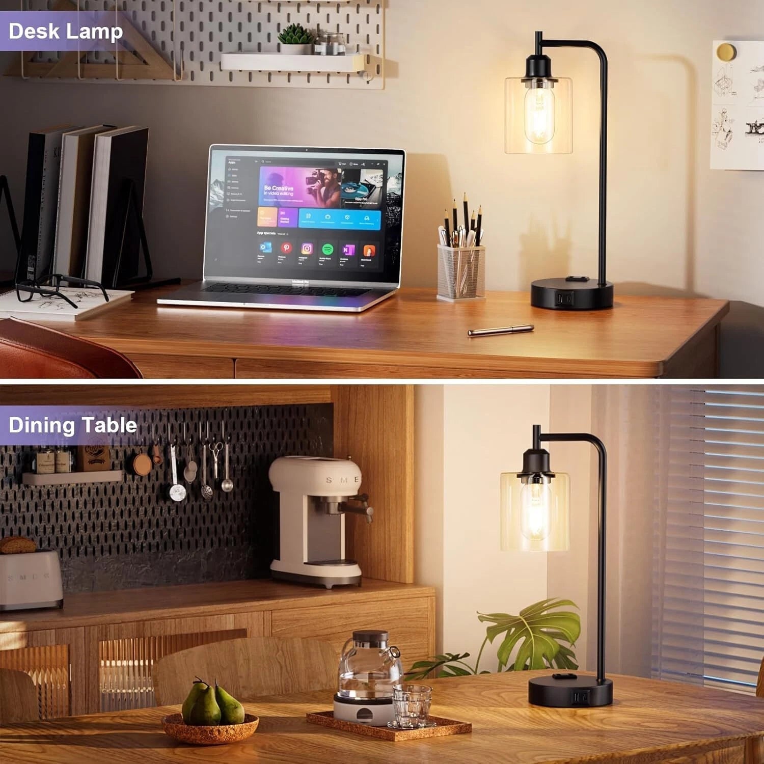 Industrial Touch Table Lamps for Bedrooms Set of 2 - 3-Way Dimmable Nightstand 07FC0E-D4 - KOEEK