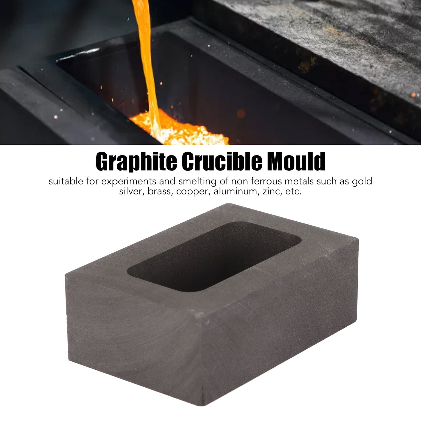 new Graphite Mold Thermal Saving Graphite Mold For Casting 200g Gold 100g Silver koeek - KOEEK