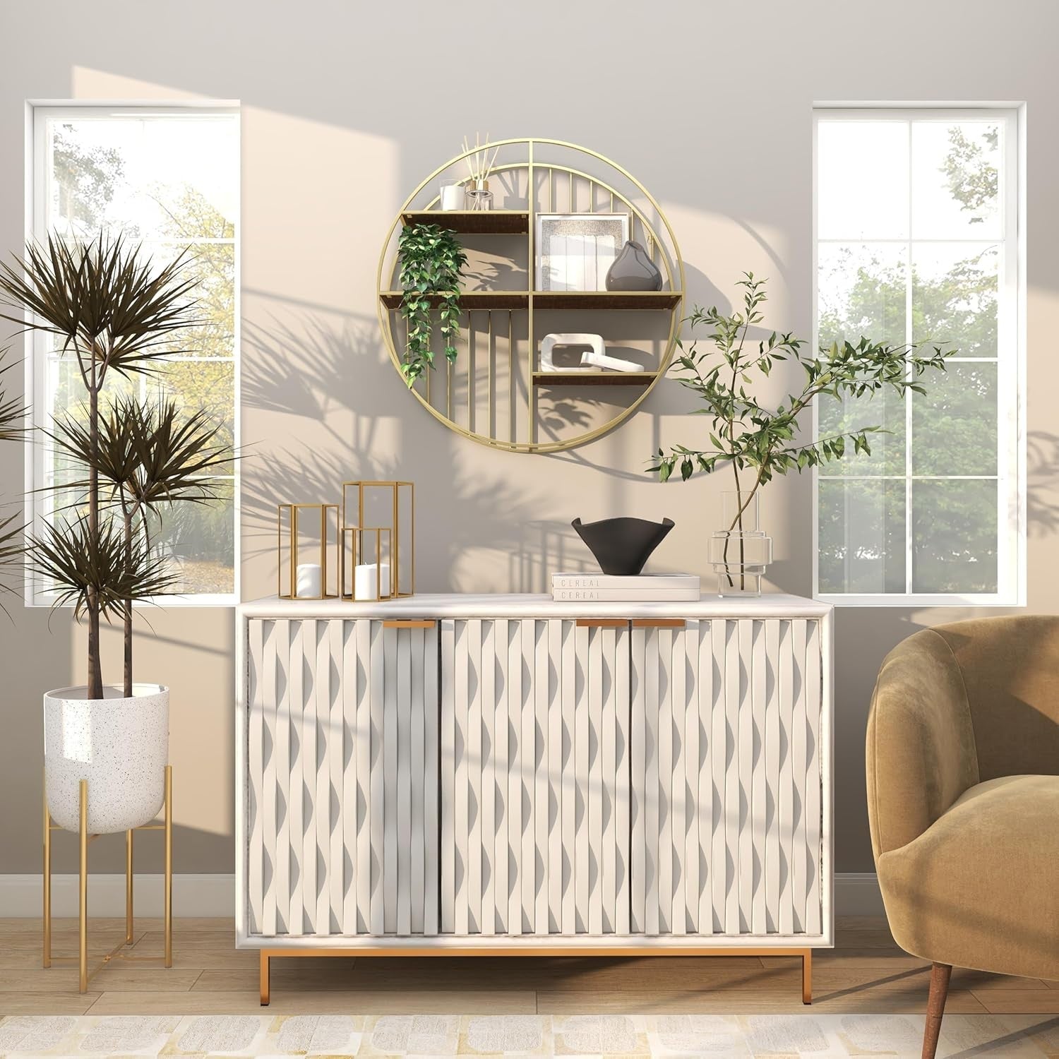 new Deco 79 Metal Geometric Wall Shelf Circle with 3 Wood Shelves and LARGE SIZE DECO 79 - KOEEK