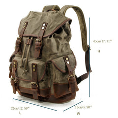 Vintage Canvas Backpack Outdoor Shoulder Rucksack Daypack Casual Leather Bags 07FC0E-D4 - KOEEK