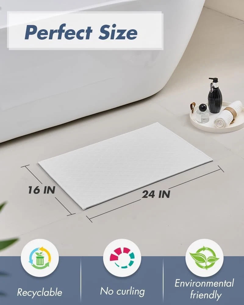 Ultra-thin bathroom mat (16 inches × 24 inches, white) 07FC0E-D4 - KOEEK