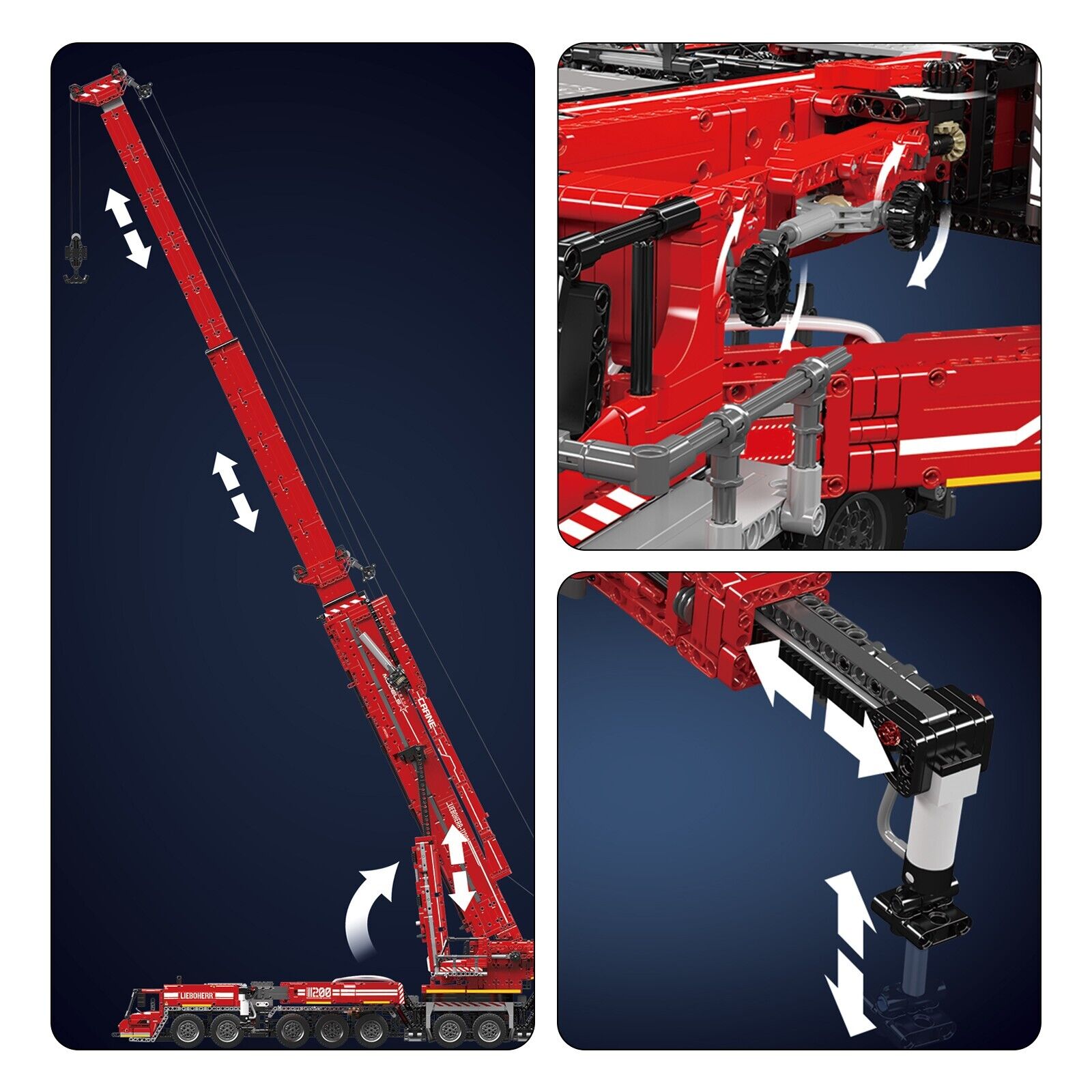 new Mould King 17008 Red Crane Truck Liebherr LTM 11200 Building Block RC Toy STEM MOULD KING - KOEEK