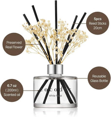Reed Diffuser Set with Preserved Baby's Breath with Sticks/April Breeze / 6.7oz 07FC0E-D4 - KOEEK