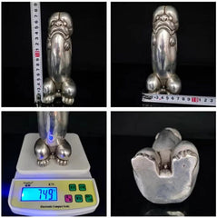 Chinese Tibet Silver Carved Guard Foo Dogs Lion statues Antique Ornaments 07FC0E-D4 - KOEEK