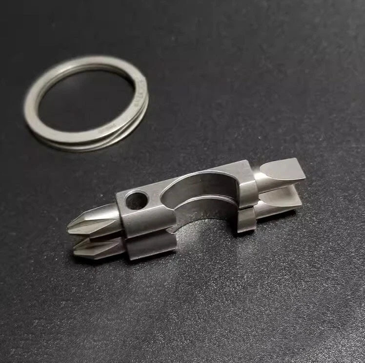EDC Portable Titanium Multi Tools Bottle Opener Bolt Driver Screwdriver Keychain 07FC0E-D4 - KOEEK