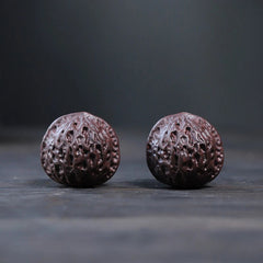 1Pair 4.4cm Yixing Purple Clay Handcarved Walnut Tea Pet Handball Luck Ornament 07FC0E-D4 - KOEEK