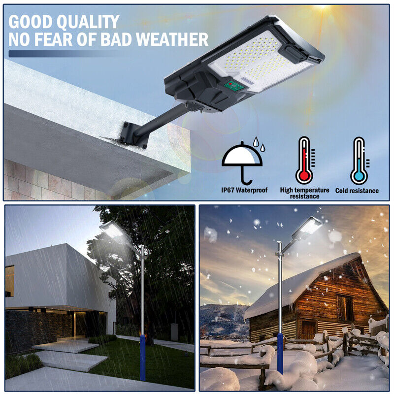 ny 2000W kommerciel Solar Street Flood Light Udendørs Dusk to Dawn vejlampe + stang