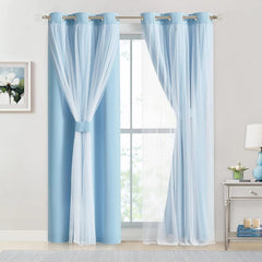 Bujaso sky blue 80% light-blocking curtains, size 37×63 07FC0E-D4 - KOEEK