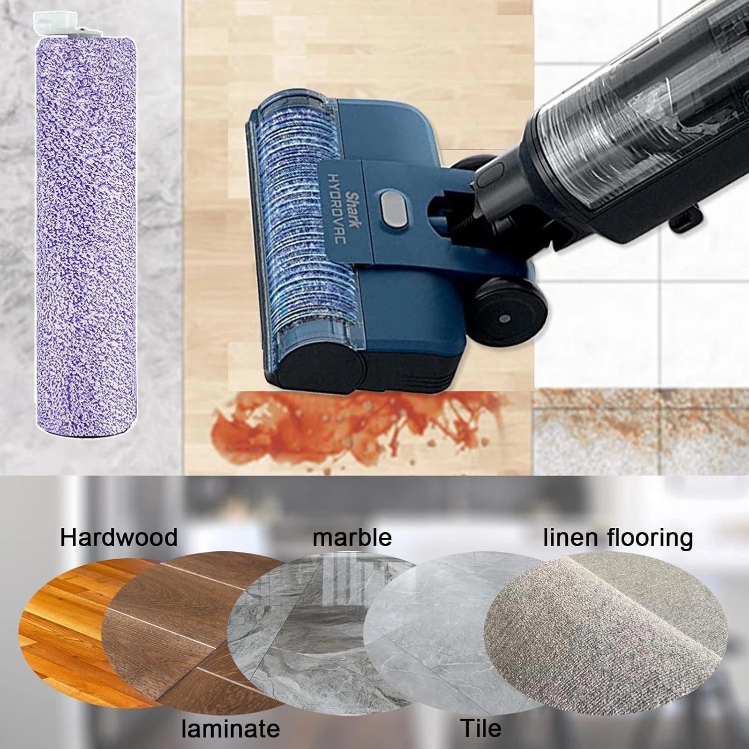 Replacement brush roller and filter set, 3-in-1 vacuum cleaner,comparison parts 07FC0E-D4 - KOEEK